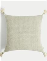 Pure Cotton Textured Tasselled Cushion