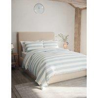 M&S Linen Blend Striped Bedding Set Blue Mix