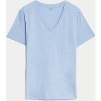 M&S Pure Cotton V-Neck Everyday Fit T-Shirt Ice Blue