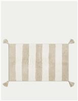 M&S Pure Cotton Striped Bath Mat Forest Green