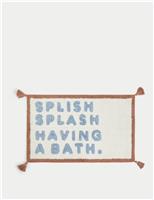 M&S Pure Cotton Splish Splash Tassel Bath Mat Blue