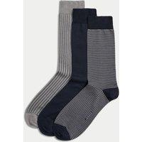 3pk Striped Mercerised Cotton Rich Socks