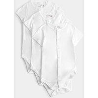 M&S 3 Pack Pure Cotton Bodysuits (7lbs-16 Yrs) White