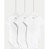 M&S 3 Pack Pure Cotton Bodysuits (7lbs-16 Yrs) White