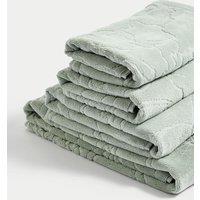 M&S Pure Cotton Linear Floral Towel Sage