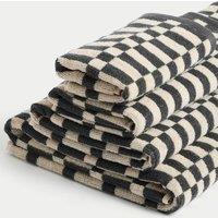 M&S Pure Cotton Geometric Check Towel Charcoal