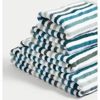M&S Pure Cotton Striped Towel Green