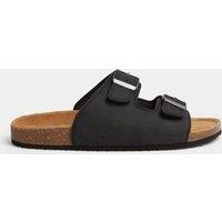 M&S Leather Slip-On Sandals Black