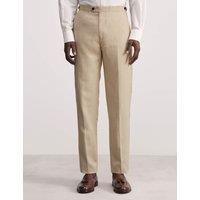 Tailored Fit Silk & Linen Blend Suit Trousers