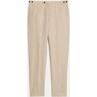 JAEGER Tailored Fit Italian Silk & Linen Suit Trousers Stone