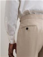 JAEGER Tailored Fit Italian Silk & Linen Suit Trousers Stone