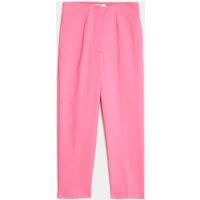 M&S Cotton Blend Slim Fit Cropped Trousers Medium Pink