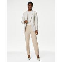 M&S Cotton Blend Slim Fit Ankle Grazer Trousers Sand