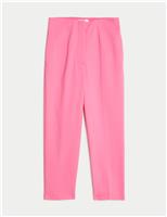 Cotton Blend Slim Fit Cropped Trousers