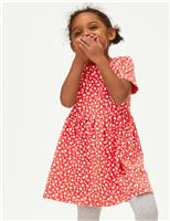 M&S Cotton Rich Printed Dress (2-8 Yrs) Carbon