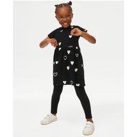 M&S Cotton Rich Printed Dress (2-8 Yrs) Navy