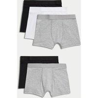 5pk Cotton with Stretch Plain Trunks (5-16 Yrs)
