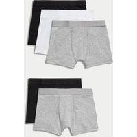 5pk Cotton with Stretch Plain Trunks (5-16 Yrs)