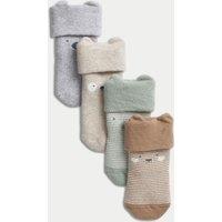 4pk Cotton Rich Striped Baby Socks (0-3 Yrs)