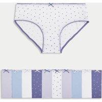10pk Cotton with Stretch Star Knickers (2-14 Yrs)