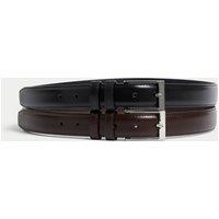 M&S 2 Pack Stitch Detail Belts Black/Brown