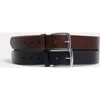 M&S 2 Pack Leather Belts Black/Brown