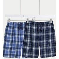 2pk Pure Cotton Checked Shorts (6-16 Yrs)