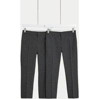 2pk Boys Regular Leg Plus Waist School Trousers (2-18 Yrs)