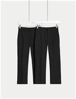2 Pack Boys Regular Leg Plus Waist School Trousers (2-18 Yrs)