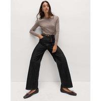 M&S High Waisted Smart Wide Leg Jeans Black