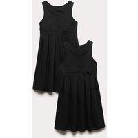 M&S 2 Pack Girls' Jersey Bow School Pinafores (2-12 Yrs) Black