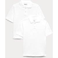 M&S 2 Pack Unisex Easy Dressing School Polo Shirts (3-18 Yrs) White