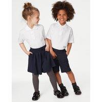 M&S 5 Pack Unisex Pure Cotton School Polo Shirts (2-18 Yrs) White