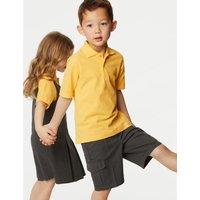 M&S 3 Pack Unisex Stain Resist School Polo Shirts (2-18 Yrs) Yellow
