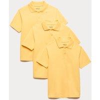 M&S 3 Pack Unisex Stain Resist School Polo Shirts (2-18 Yrs) Yellow