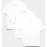 M&S 3 Pack Unisex Stain Resist School Polo Shirts (2-18 Yrs) White