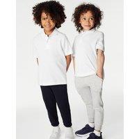 M&S 3 Pack Unisex Stain Resist School Polo Shirts (2-18 Yrs) White