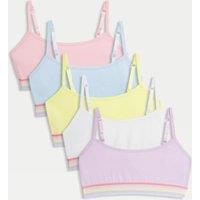 5pk Cotton with Stretch Rainbow Crop Tops (6-16 Yrs)