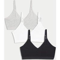 3pk Cotton with Stretch Crop Tops (6-16 Yrs)