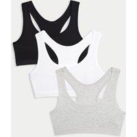 3pk Cotton with Stretch Crop Tops (6-16 Yrs)
