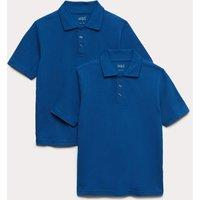 M&S 2 Pack Unisex Stain Resist School Polo Shirts (2-18 Yrs) Royal Blue