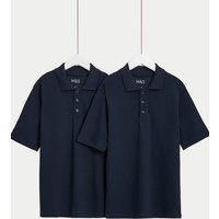 2pk Unisex Stain Resist School Polo Shirts (2-18 Yrs)