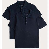 M&S 2 Pack Unisex Stain Resist School Polo Shirts (2-18 Yrs) Navy