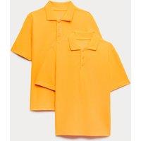 M&S 2 Pack Unisex Stain Resist School Polo Shirts (2-18 Yrs) Gold