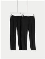 2pk Girls Regular Leg Stain Resist Trousers (2-18 Yrs)