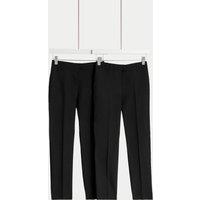 2pk Girls Regular Leg Stain Resist Trousers (2-18 Yrs)