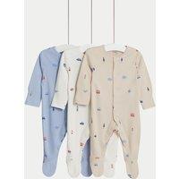 3pk Pure Cotton London Sleepsuits (6lbs-3 Yrs)