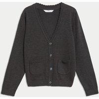 M&S Girls' Pure Cotton School Cardigan (2-18 Yrs) Grey