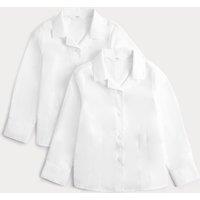M&S 2 Pack Girls' Cotton Blend School Blouses (2-18 Yrs) White