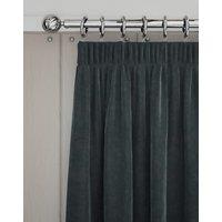 M&S Velvet Pencil Pleat Curtains Mid Grey